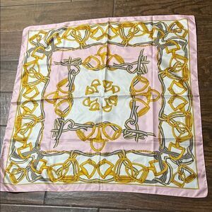ART OF THE SCARF TM Tie Rack Pink and Gold Patterned Scarf Vintage